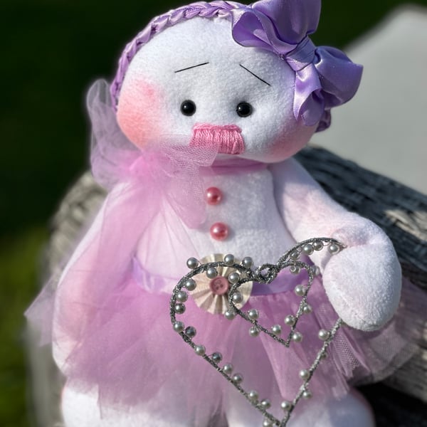 Handmade Polar Fleece Snowgirl Soft Toy Decor 