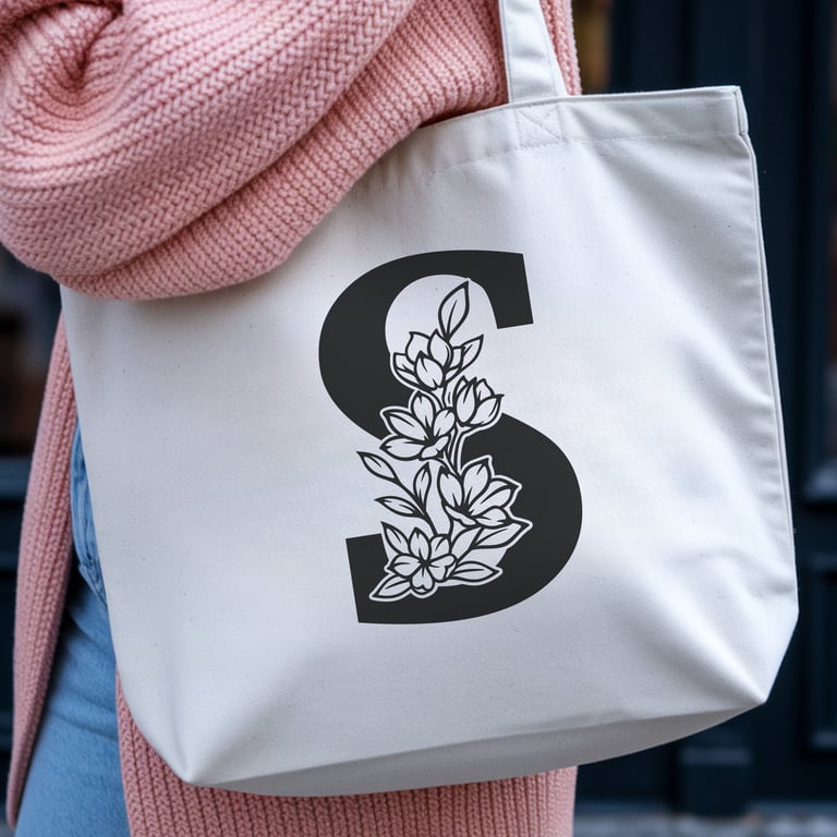 Personalised Initial Tote Bag – Floral Letter S Shopper