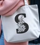Personalised Initial Tote Bag – Floral Letter S Shopper