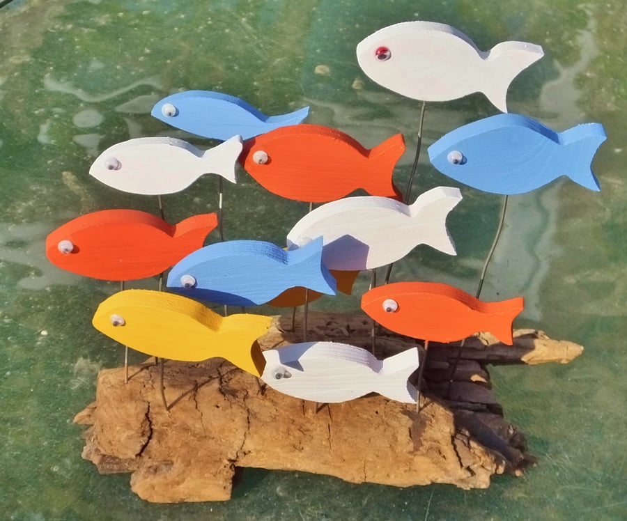 DRIFTWOOD FISH TABLE ORNAMENT MADE FROM NATURAL DRIFTWOOD FROM CORNWALL