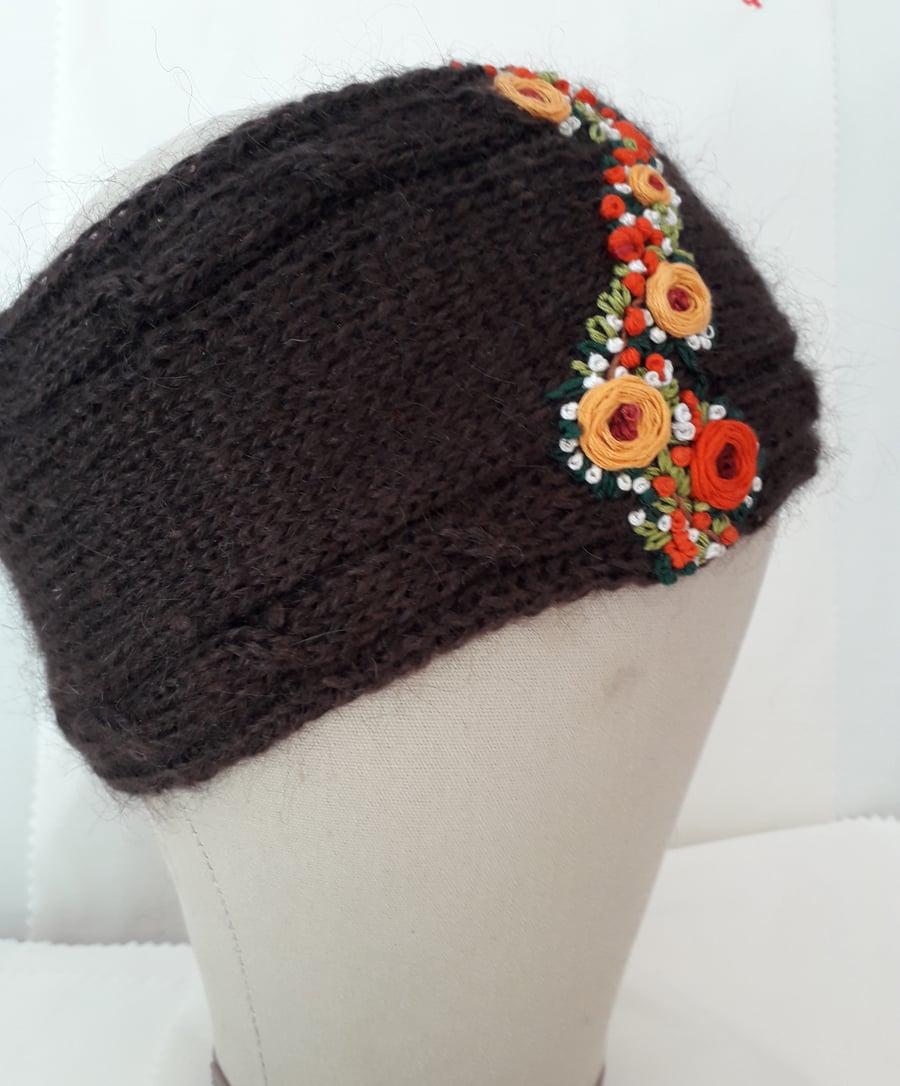 Earwarmer Headband handknitted feminine autumnal mohair 