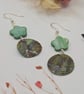 Mother of pearl and shell dangle earrings, sterling silver hooks - Image 4