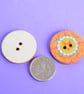 Wooden Mandala Patterned Buttons Orange Yellow Green 6pk 25mm (M7) - Image 2