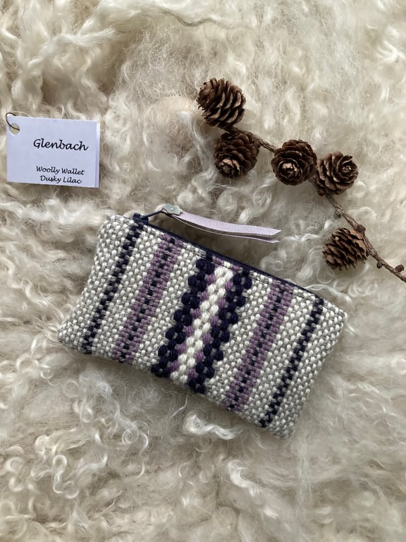 Woolly Wallet - Dusky Lilac. Handwoven in Wales