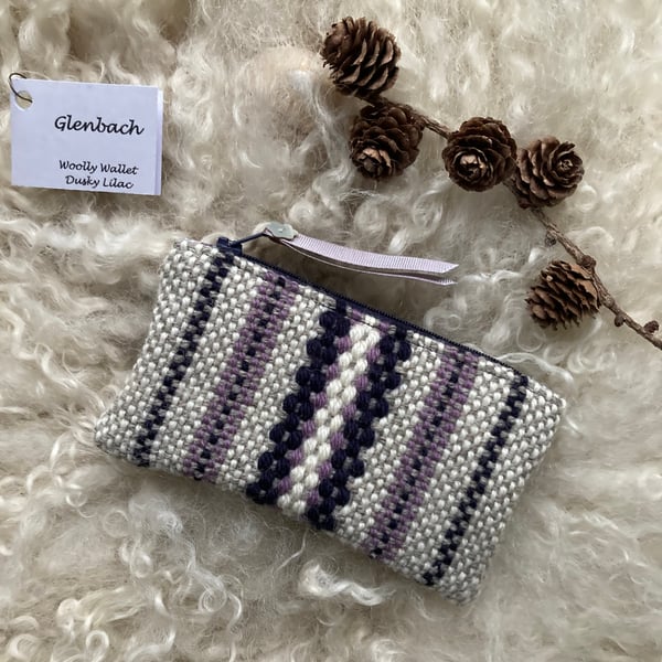 Woolly Wallet - Dusky Lilac. Handwoven in Wales