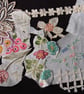 Vintage embroidery Upcycled slow stitching kit with threads, lace, ribbon