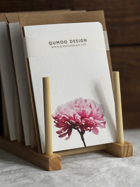 Pink Chrysanthemum flowers Greetings Card Wedding (QM 334)