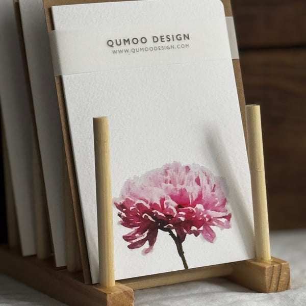 Pink Chrysanthemum flowers Greetings Card Wedding (QM 334)