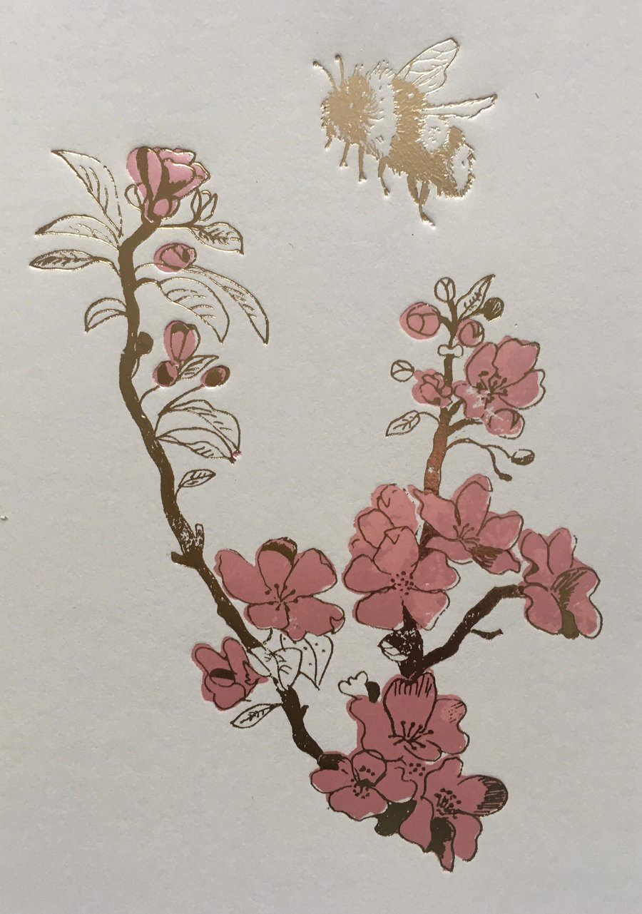 Bee and Blossom Greetings  Card