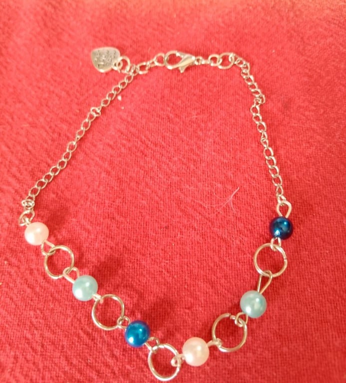 Handmade silver plated bracelet with beads.