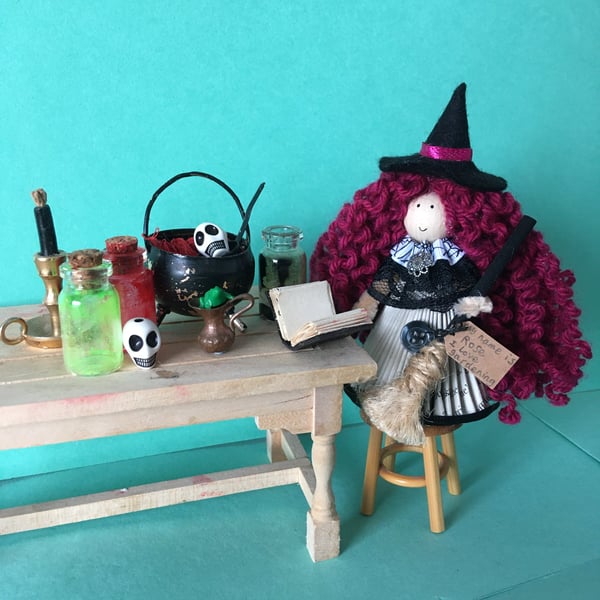 Pink Witch Doll Decoration, Cute Halloween Decoration