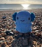 Handmade Crochet Blue Axolotl Plushie: Soft Chenille Yarn