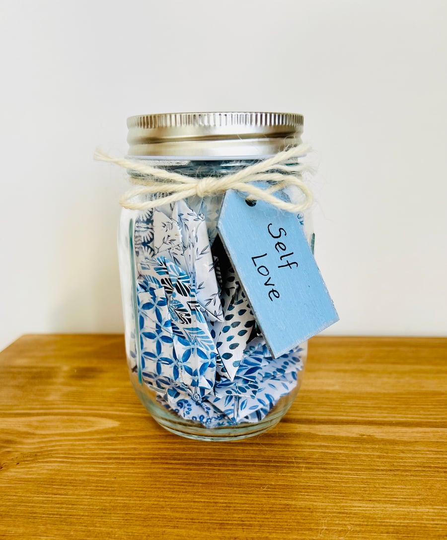 Jar of Self Love - Origami Hearts with Affirmations for Self Love 