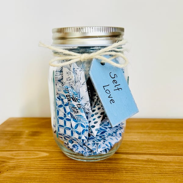 Jar of Self Love - Origami Hearts with Affirmations for Self Love 
