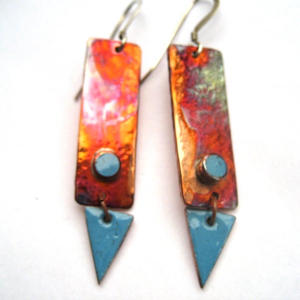 Marrakech copper enamelled earrings