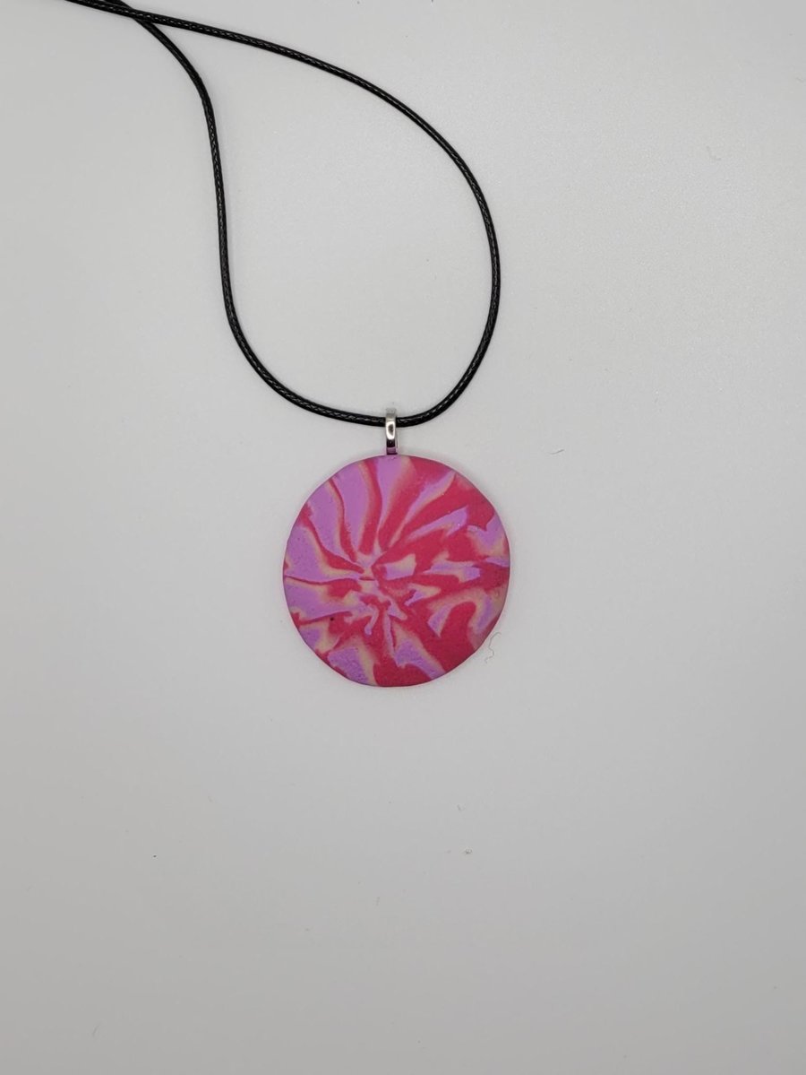 Colourful Abstract Polymer Clay Pendant Necklace, Bold Statement Artisan Jewelle