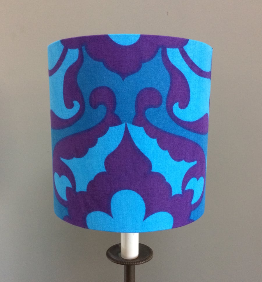 Groovy BLUE PURPLE Rosamunda by Sigrid Quemby Vintage Fabric Lampshade option 