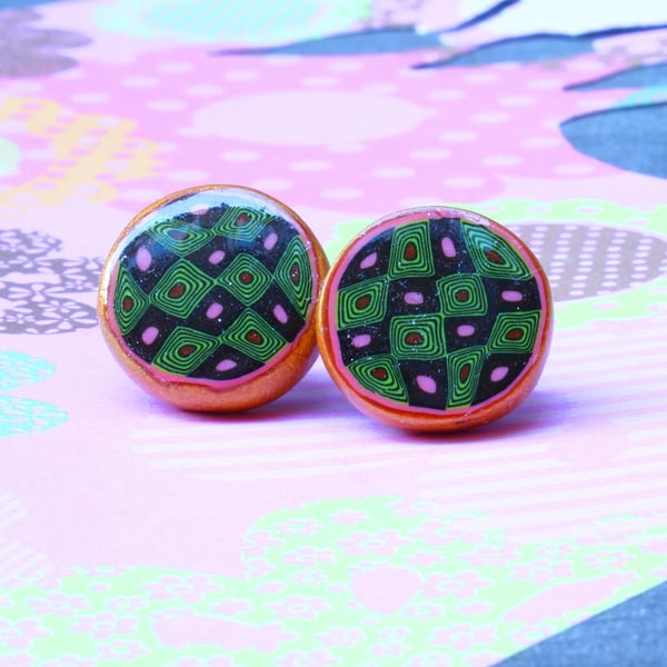 Hand Crafted Ear Studs - Modern Rustic Chic - Artisan Jewellery