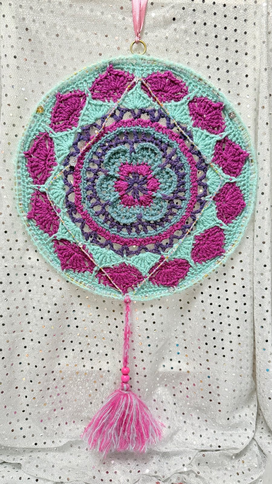 Flower mandala dream catcher 12" hoop