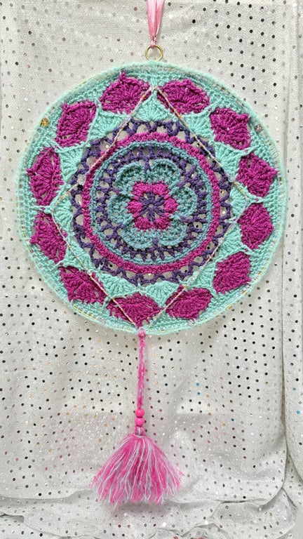 Flower mandala dream catcher 12" hoop