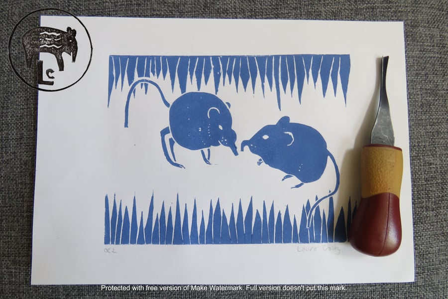 Blue A4 elephant shrew (sengis) print (OE2)