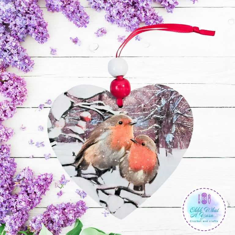 Robin hanging decoration. Robins ornament. Robin decoration.