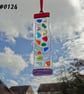 Rainbow mosaic patterned handcrafted fused glass suncatcher, 12x3cm (0124)