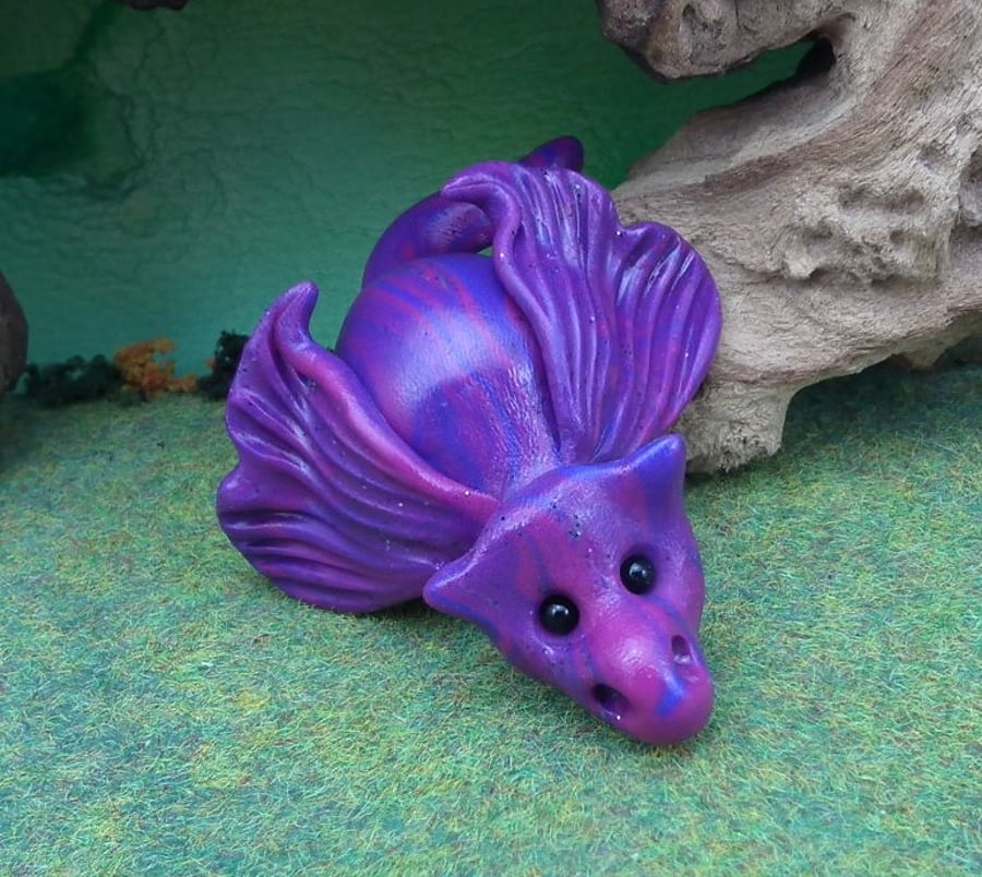Purple Dragon 'Viola' OOAK Sculpt by artist Ann Galvin Gnome Village