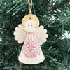 Teeny little ceramic angel Christmas angel Pink