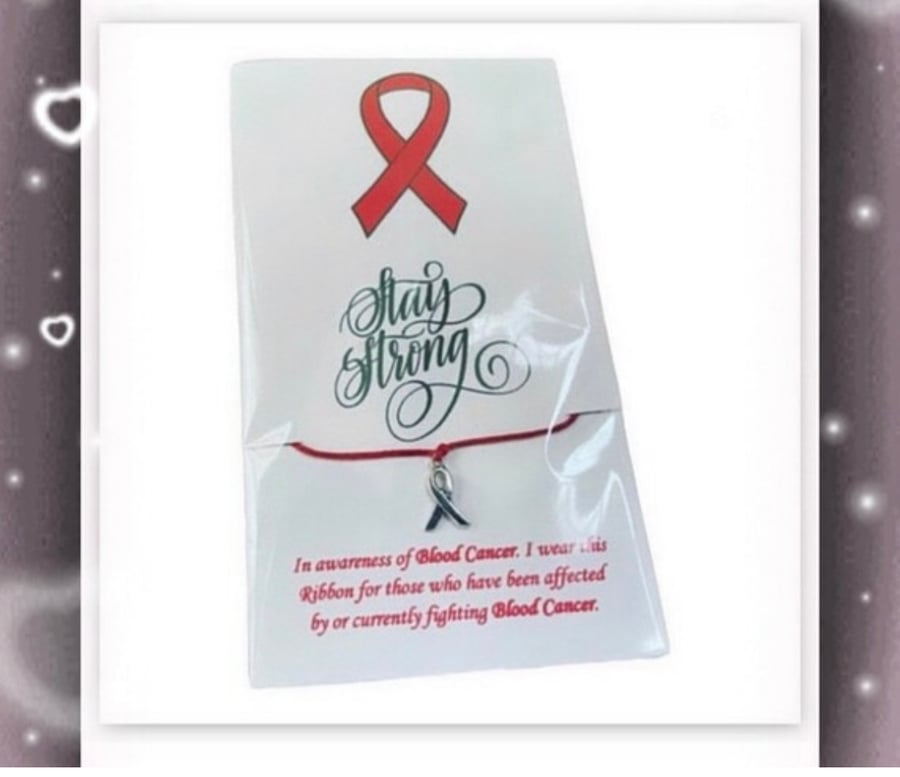 Set of 6 in awareness snd support of blood cancer set of 6 bracelets corded wish