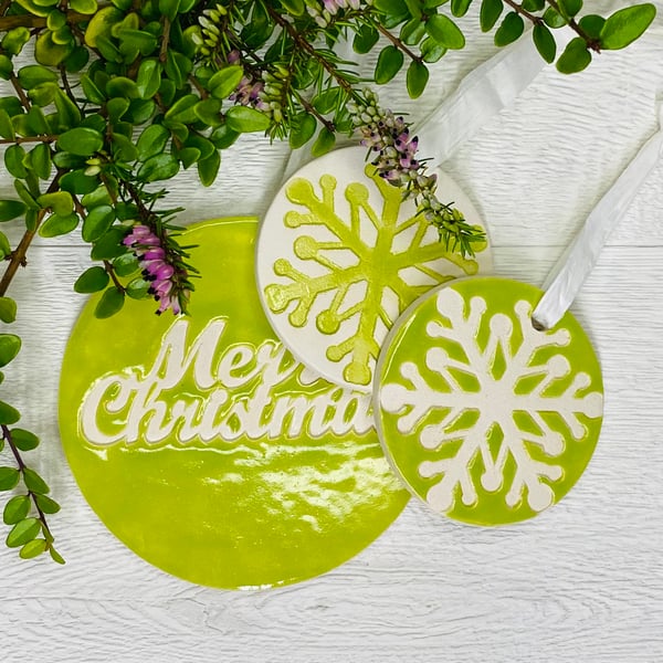 Trio ceramic Christmas decoration