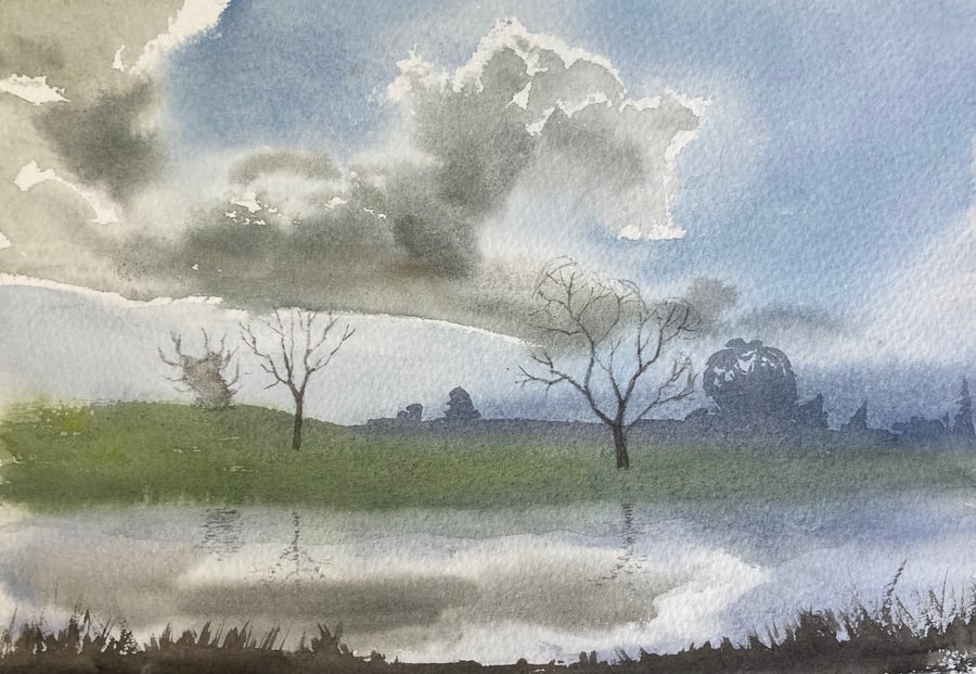 Ingleby pond - En plein air 2025 June (Original watercolour painting) A4 size 