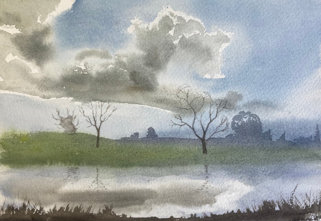 Ingleby pond - En plein air 2025 June (Original watercolour painting) A4 size 