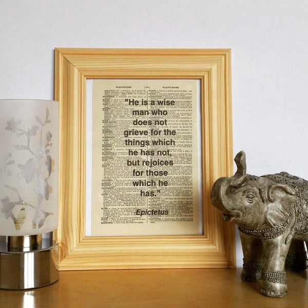 Unframed 1948 Dictionary Page Quote Print - Epictetus Inspiring - Print Only