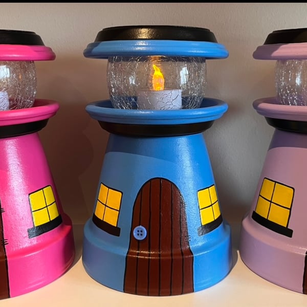 Hand painted Lighthouse pot