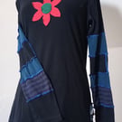 Patchwork top with flower applique