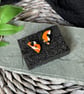 Orange Funky Half Moon Stud Earrings - Image 6