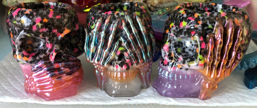 Hear No Evil, See No Evil, Speak No Evil Resin Skull Planters