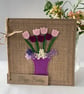 Handmade Birthday Card. Pale pink and lilac flowers. Keepsake card.