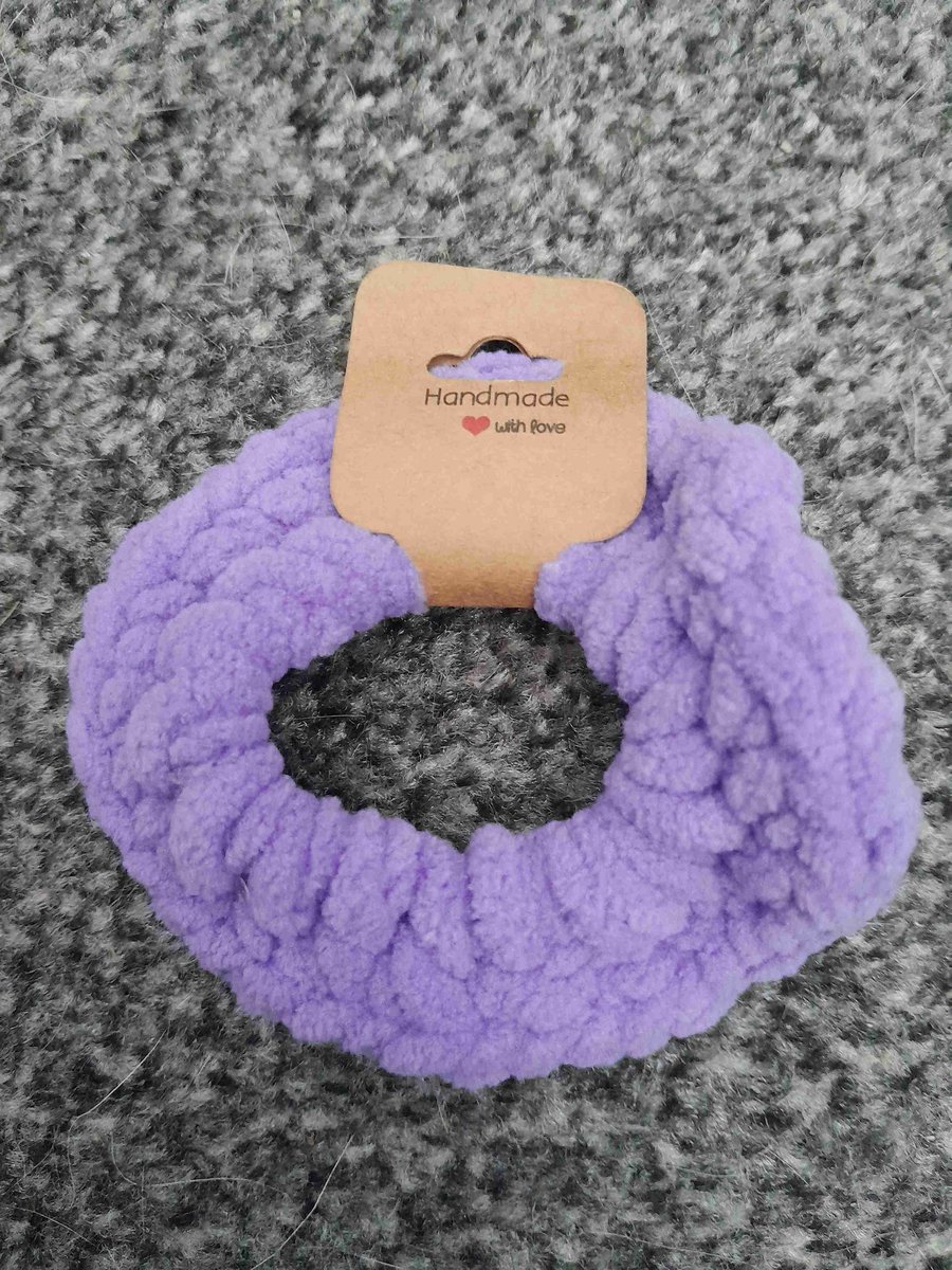 Crochet hair scrunchie purple