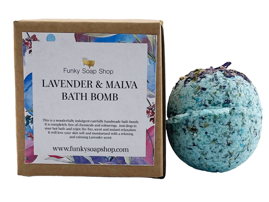 Lavender and Malva Bath Bomb, 5cm Diameter
