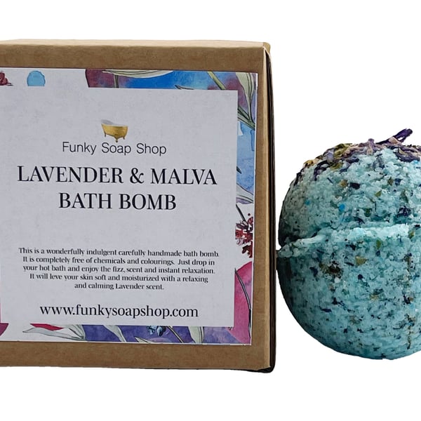 Lavender and Malva Bath Bomb, 5cm Diameter