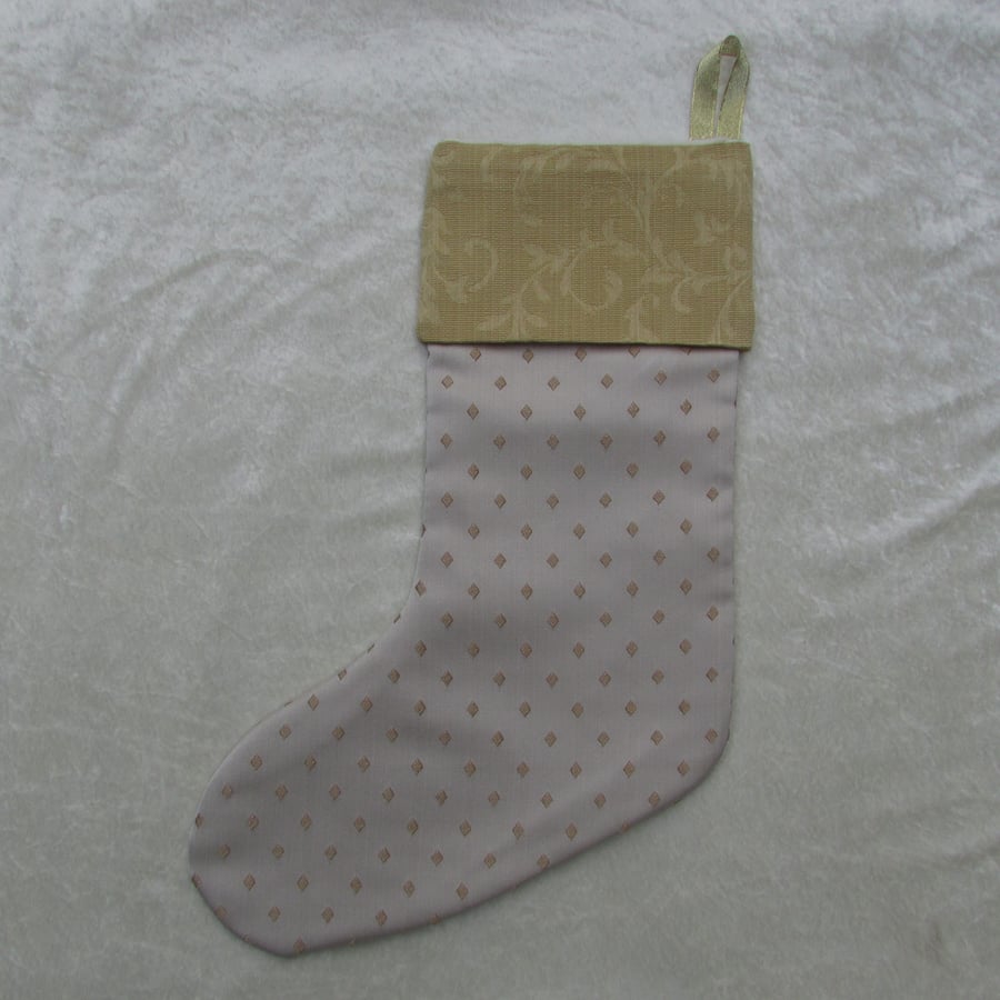 Large pale gold Christmas stocking with gold cuff