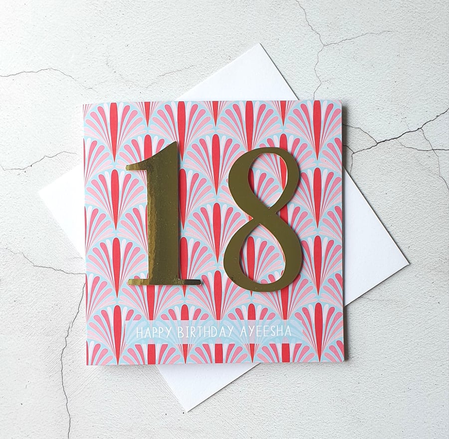 Personalised Pink 18th Birthday Card, Card for Her