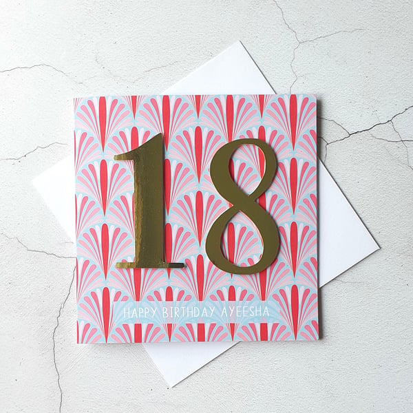 Personalised Pink 18th Birthday Card, Card for Her