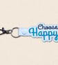 Choose Happy Keyring - Embroidered Positive Bag Charm - Image 4