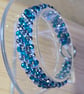 2 tone diagonal striped glass crystal bracelet - Silver and Blue