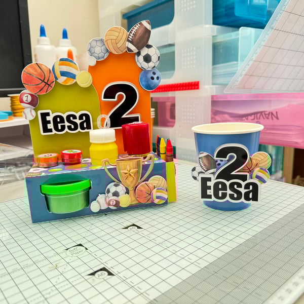 1 Personalised Activity Box, Sports  theme ( activity box only)