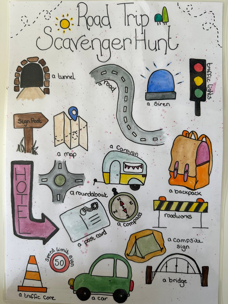 Hand Painted Children's Scavenger Hunt - Road Trip