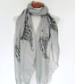 Angel Wings Scarf Boho Fashion. Spiritual Gift. Grey. Lightweight